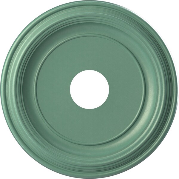 Ekena Millwork Traditional PVC Medallion (Canopies up to 9 1/2"), 16"OD x 3 1/2"ID x 1 3/8"P, Metallic Sea Mist CMP16TRFSM - main